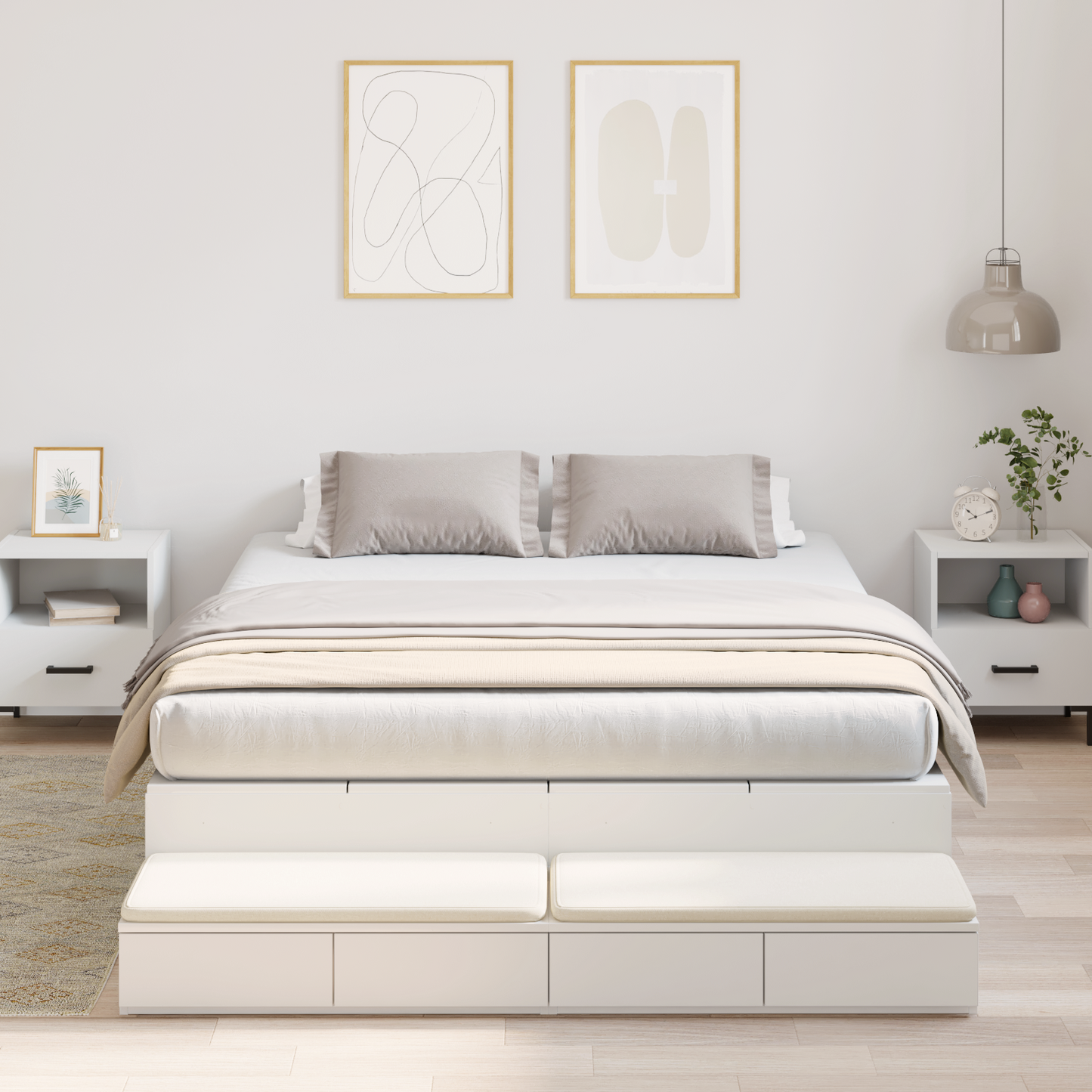 vidaXL Storage Bed Frame White 135x190 cm