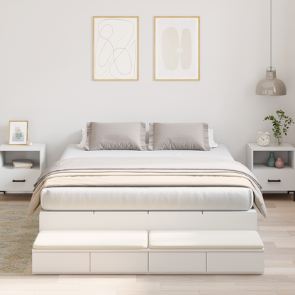 vidaXL Storage Bed Frame White 135x190 cm