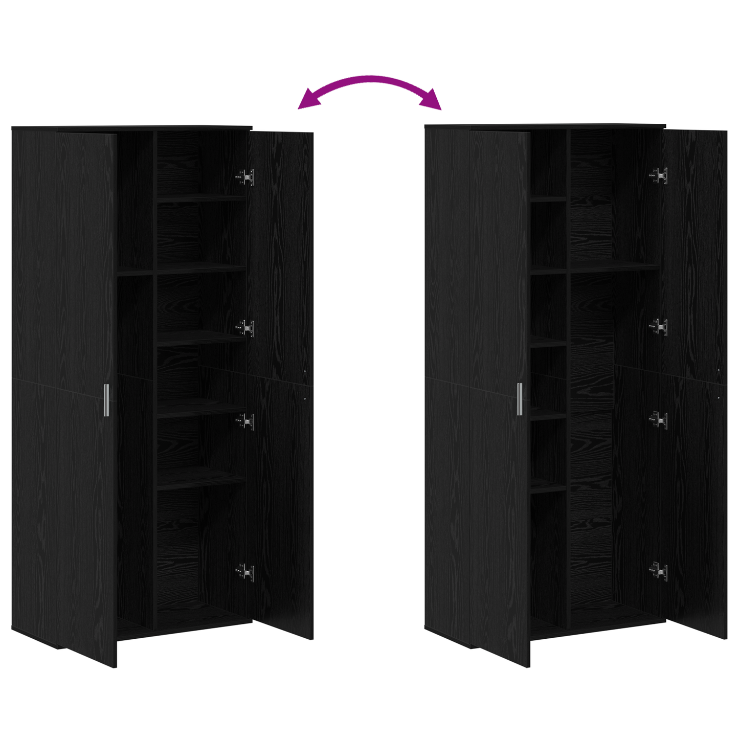 vidaXL Highboard Black Oak 80x35x180 cm Engineered Wood