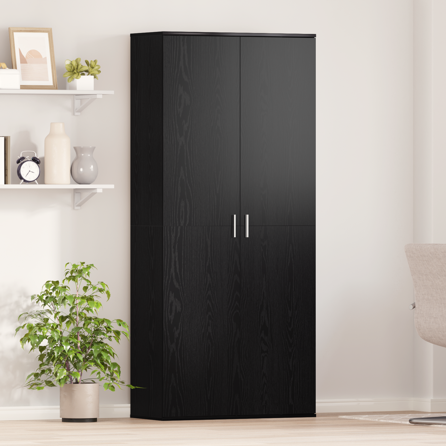 vidaXL Highboard Black Oak 80x35x180 cm Engineered Wood