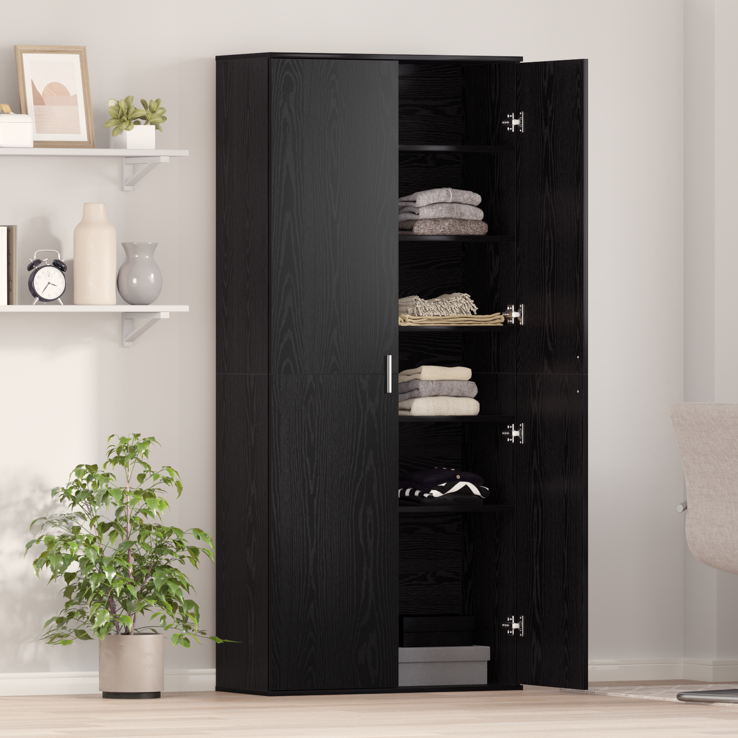 vidaXL Highboard Black Oak 80x35x180 cm Engineered Wood