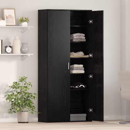 vidaXL Highboard Black Oak 80x35x180 cm Engineered Wood