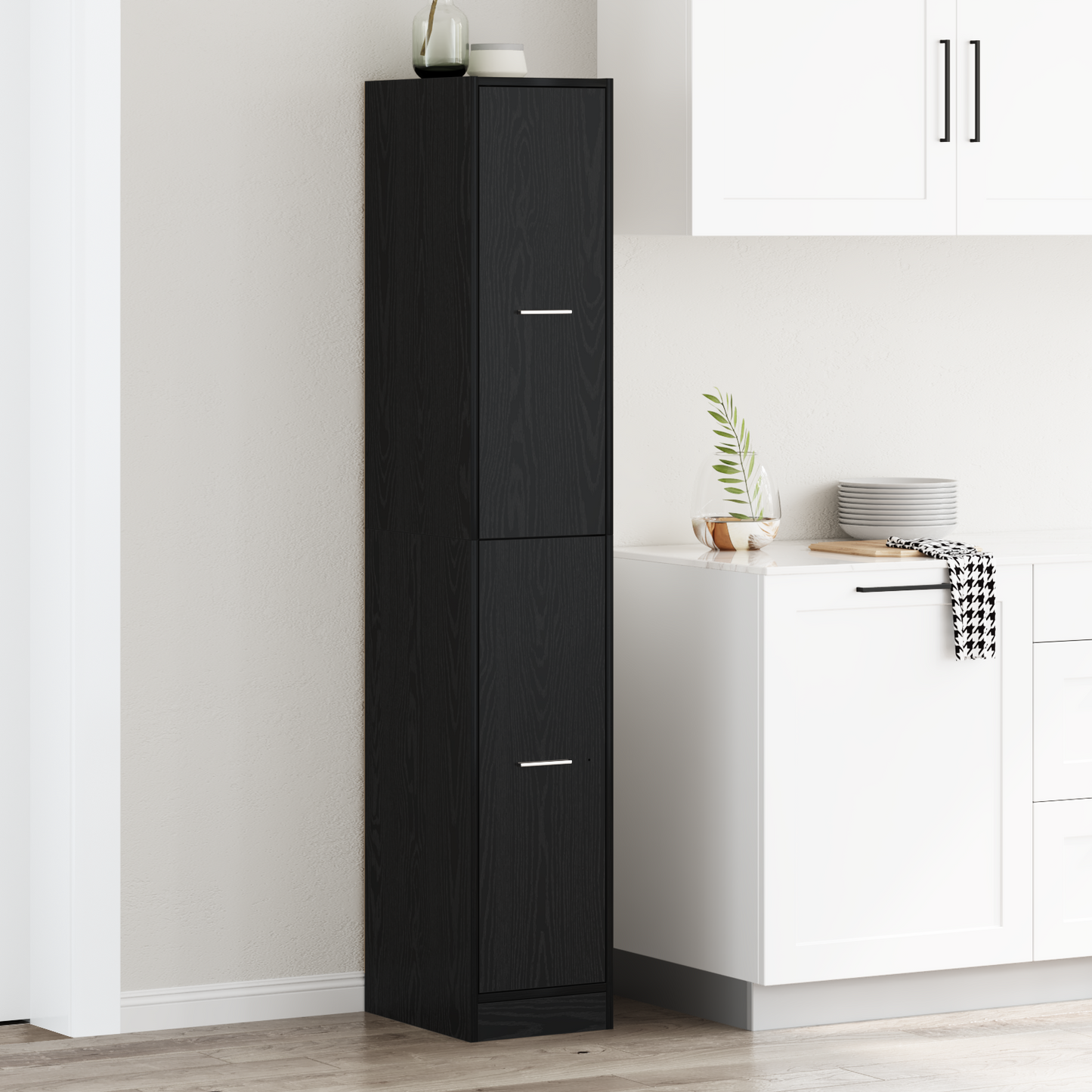 vidaXL Apothecary cabinet Black Oak 30x41x174.5 cm Engineered Wood