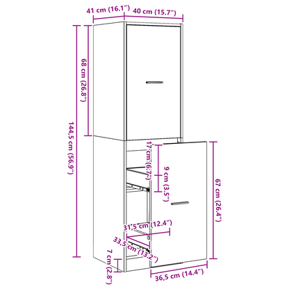 vidaXL Apothecary cabinet Black Oak 40x41x144.5 cm Engineered Wood