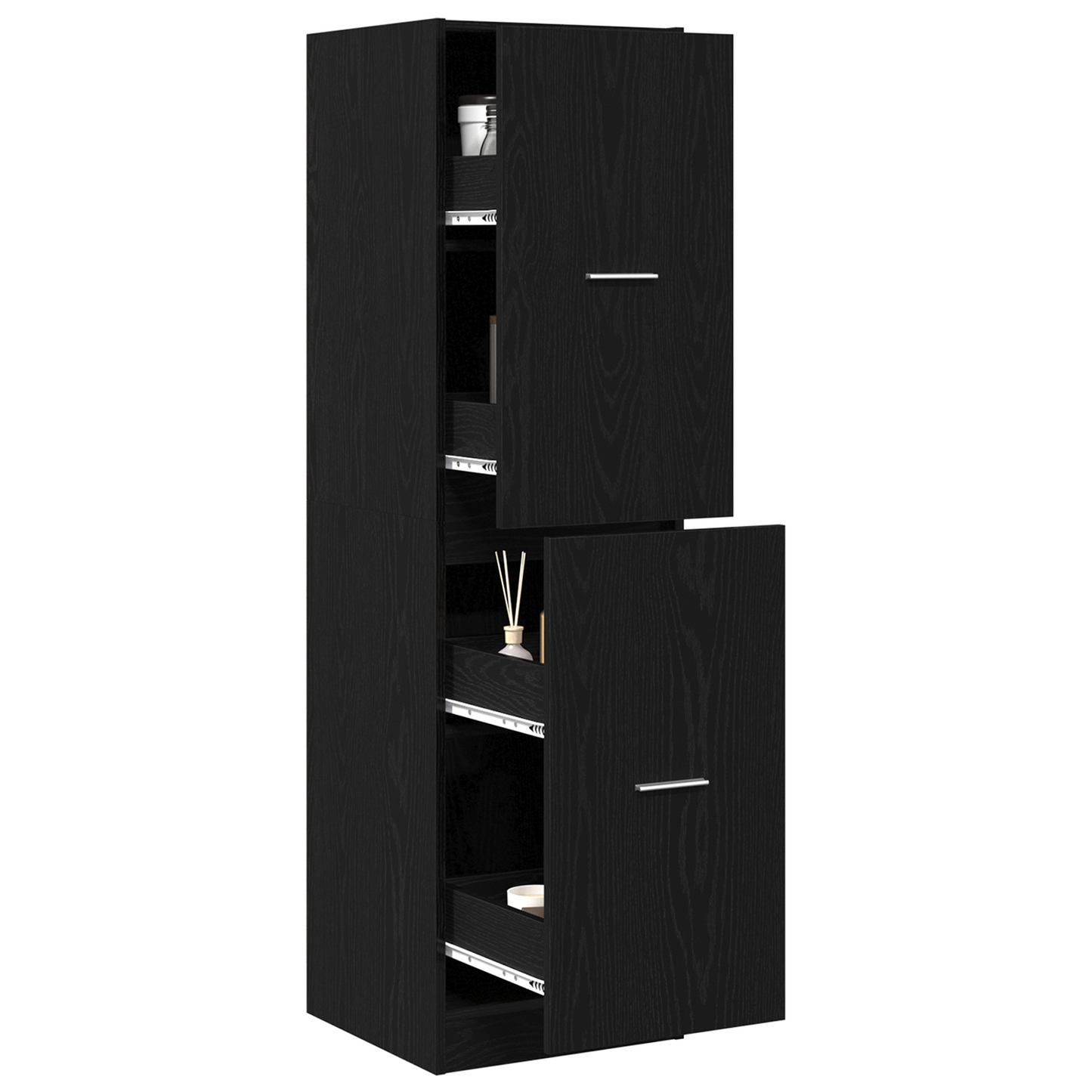 vidaXL Apothecary cabinet Black Oak 40x41x144.5 cm Engineered Wood