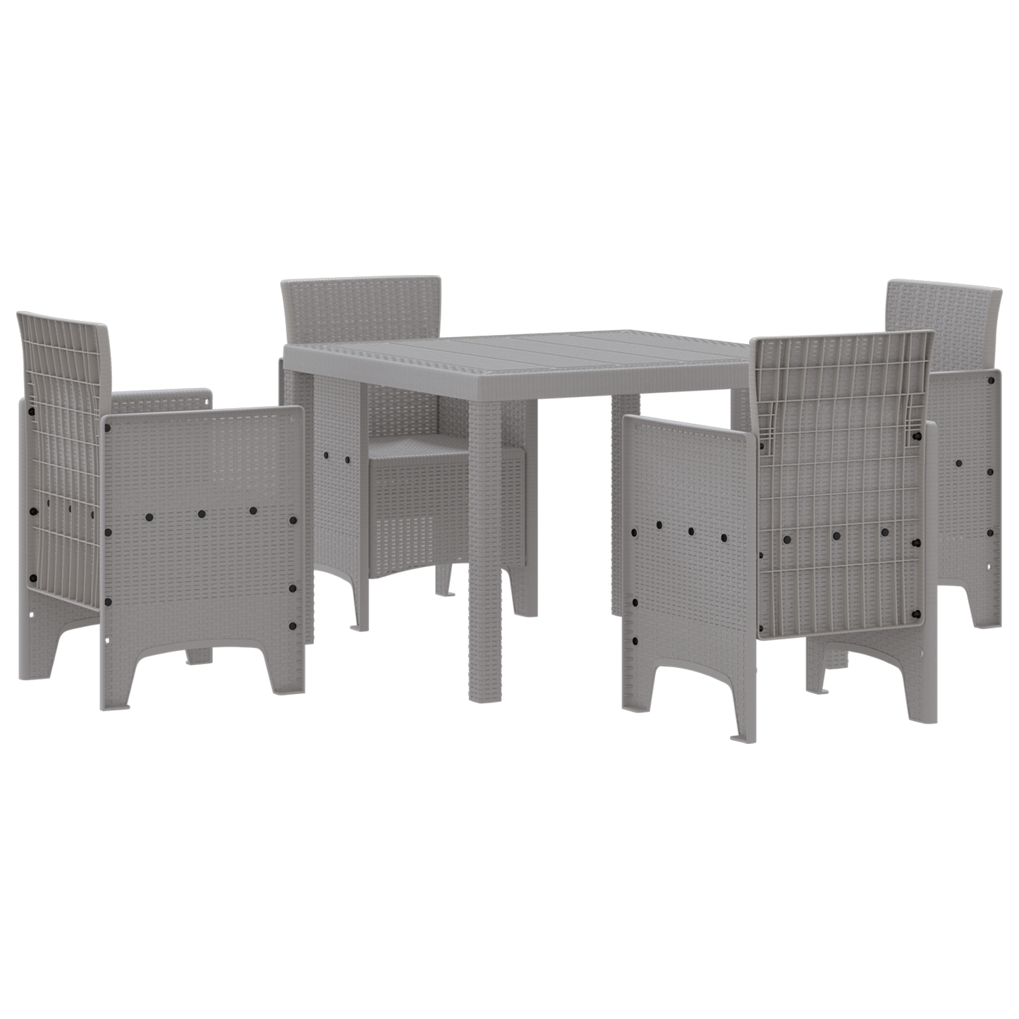 vidaXL 5 Piece Garden Dining Set Light Grey Poly Rattan
