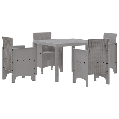 vidaXL 5 Piece Garden Dining Set Light Grey Poly Rattan