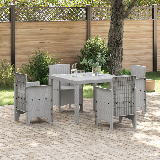 vidaXL 5 Piece Garden Dining Set Light Grey Poly Rattan