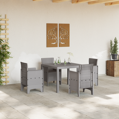vidaXL 5 Piece Garden Dining Set Light Grey Poly Rattan
