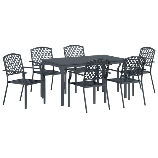 vidaXL 7 Piece Garden Dining Set Anthracite Steel