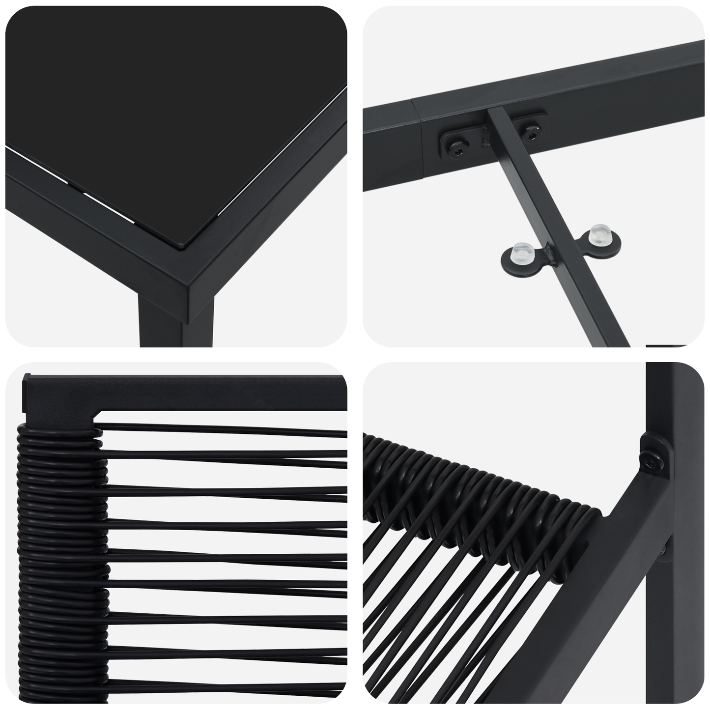 vidaXL 3 Piece Garden Dining Set Black PVC Rattan