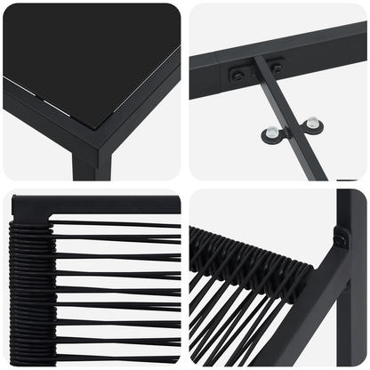 vidaXL 3 Piece Garden Dining Set Black PVC Rattan