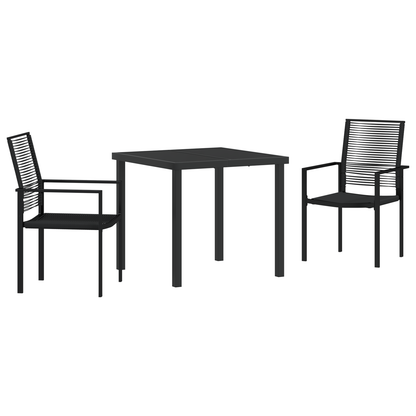 vidaXL 3 Piece Garden Dining Set Black PVC Rattan