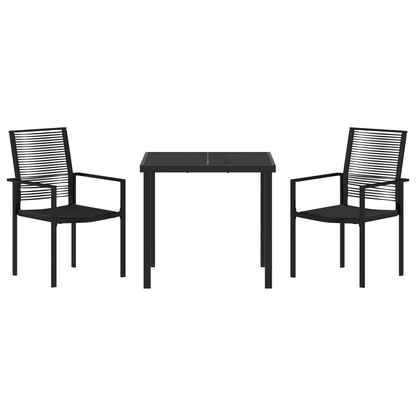 vidaXL 3 Piece Garden Dining Set Black PVC Rattan