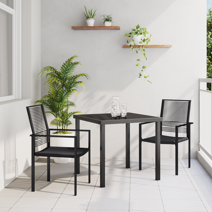 vidaXL 3 Piece Garden Dining Set Black PVC Rattan