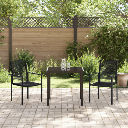 vidaXL 3 Piece Garden Dining Set Black PVC Rattan