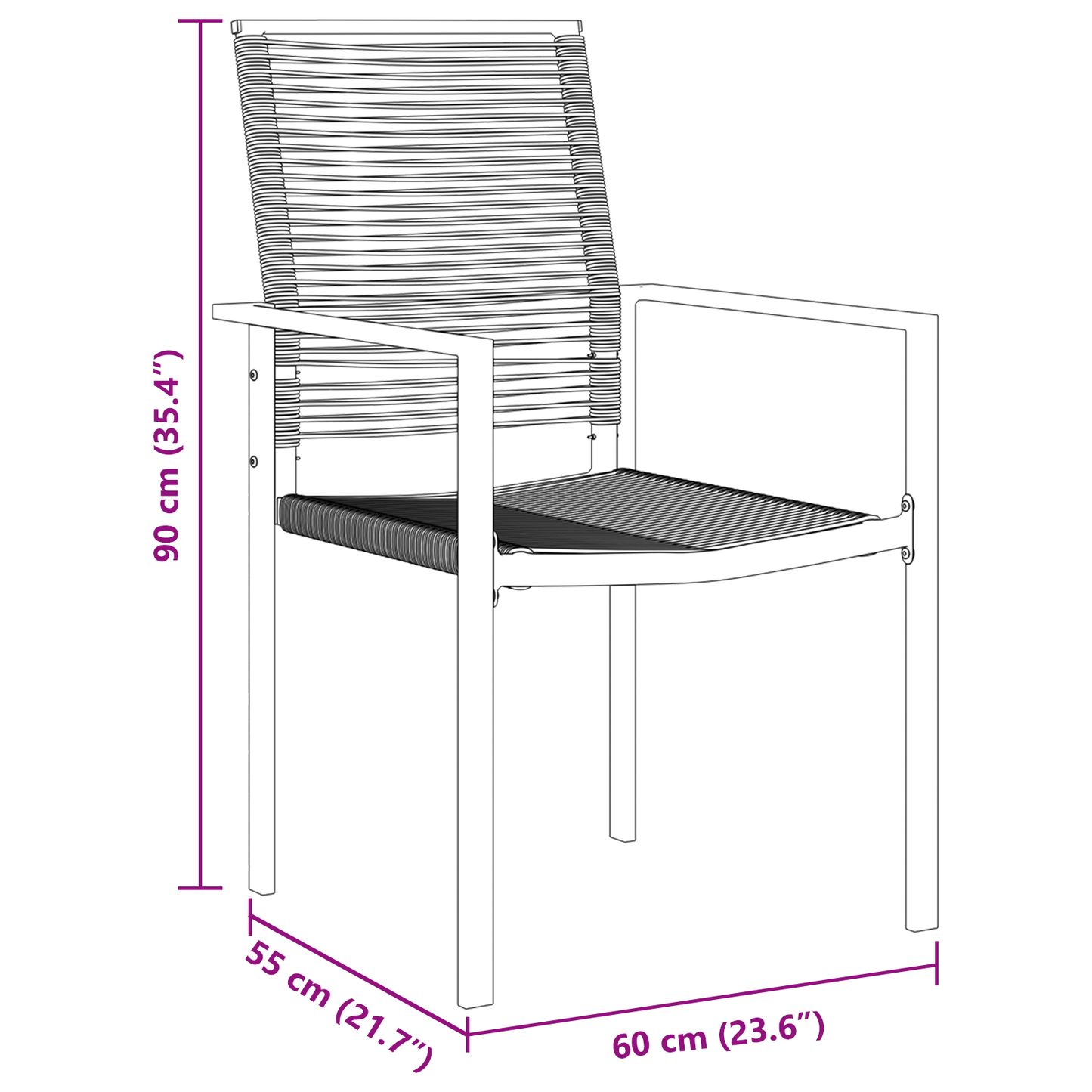 vidaXL 3 Piece Garden Dining Set Black PVC Rattan