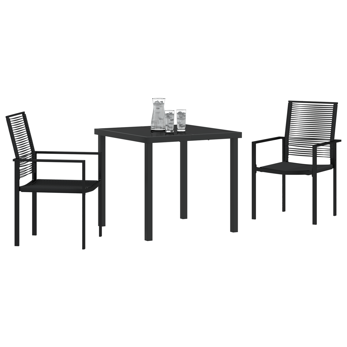 vidaXL 3 Piece Garden Dining Set Black PVC Rattan