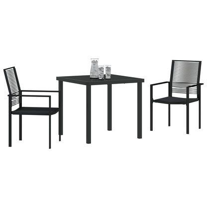 vidaXL 3 Piece Garden Dining Set Black PVC Rattan