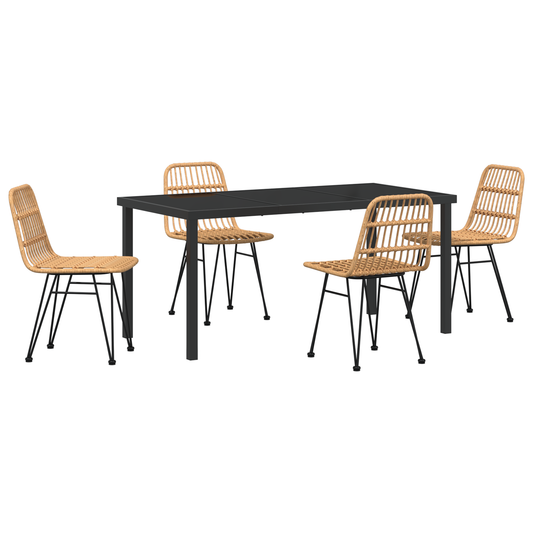 vidaXL 5 Piece Garden Dining Set Brown Poly Rattan