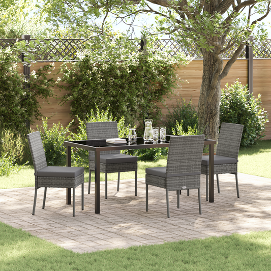 vidaXL 5 Piece Garden Dining Set Grey Poly Rattan