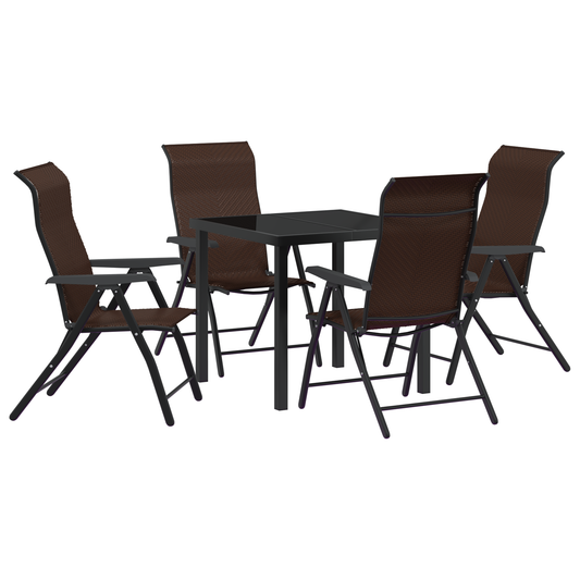 vidaXL 5 Piece Garden Dining Set Brown Poly Rattan