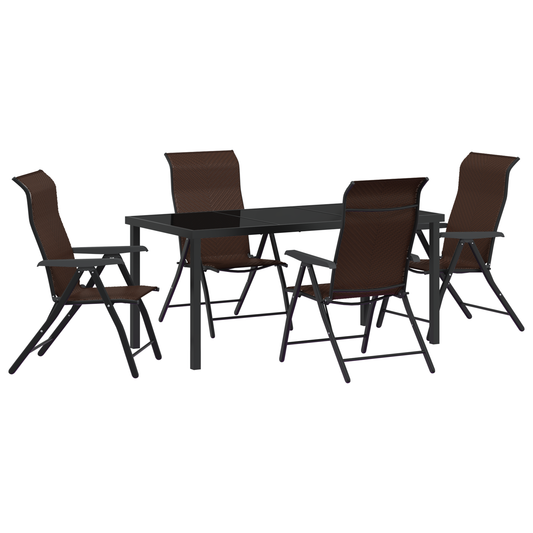 vidaXL 5 Piece Garden Dining Set Brown Poly Rattan
