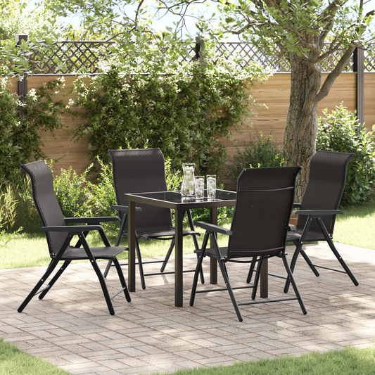 vidaXL 5 Piece Garden Dining Set Black Poly Rattan