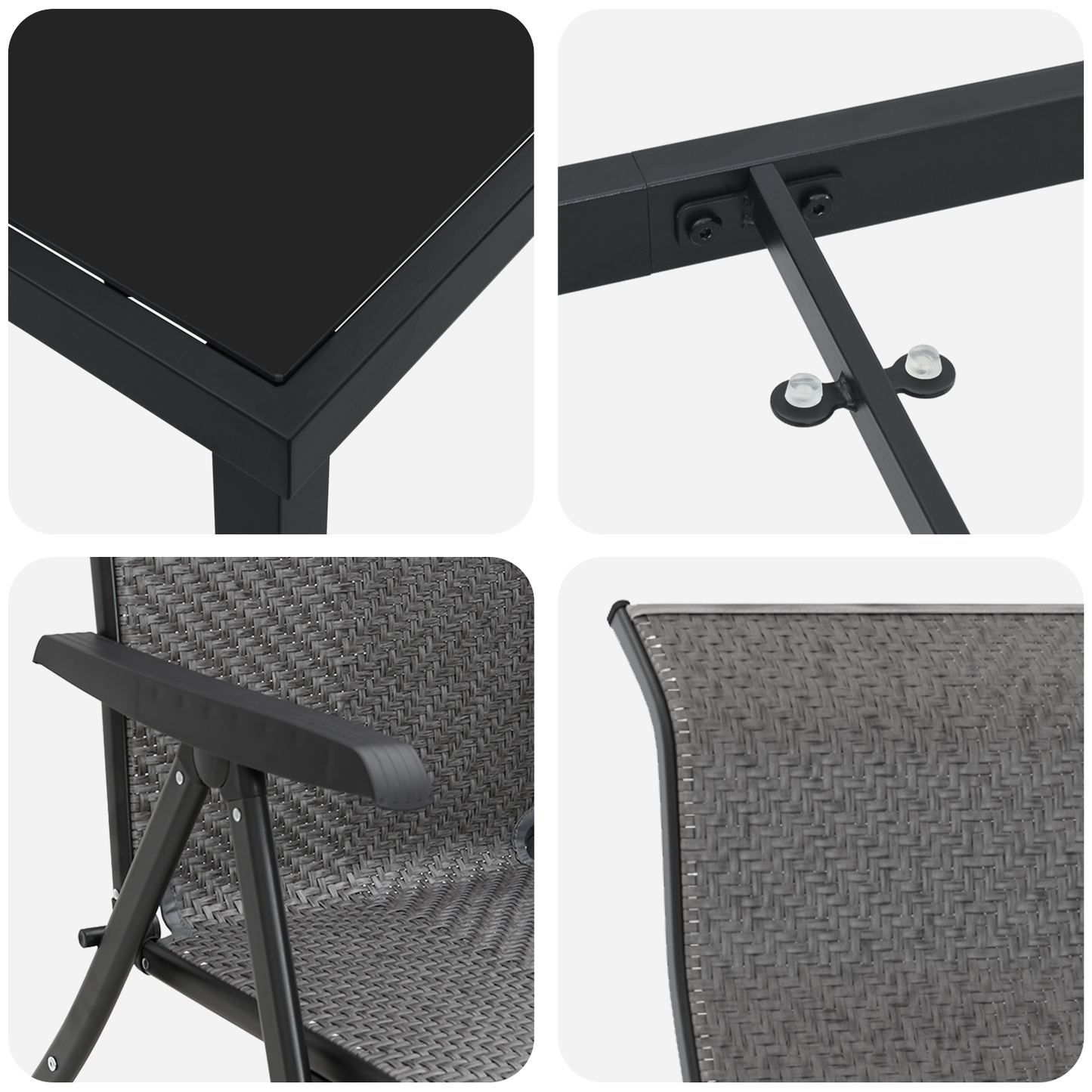 vidaXL 7 Piece Garden Dining Set Grey Poly Rattan