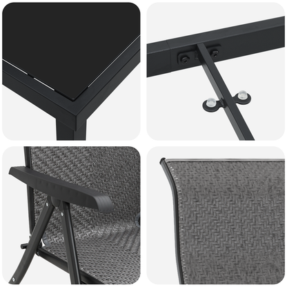 vidaXL 7 Piece Garden Dining Set Grey Poly Rattan