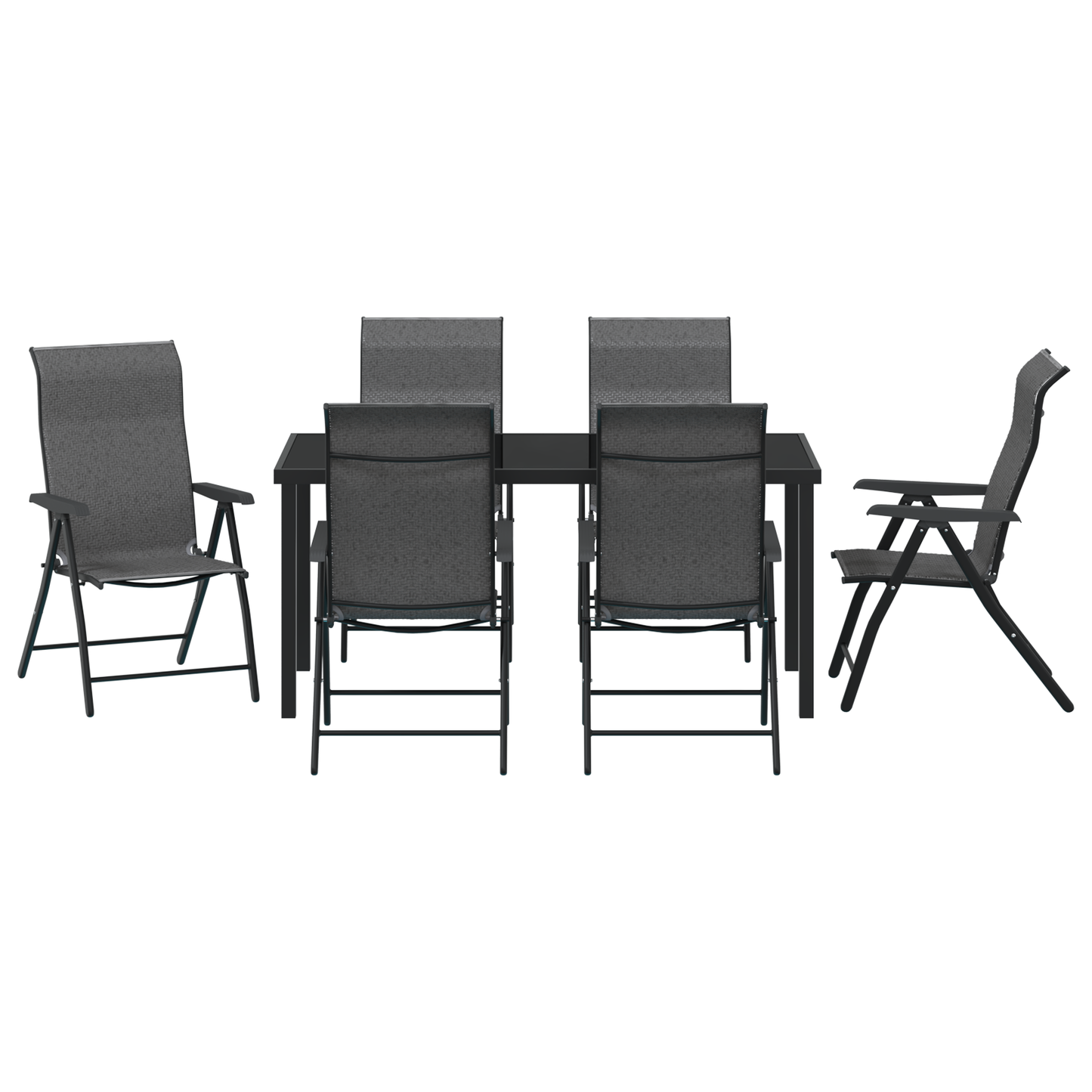 vidaXL 7 Piece Garden Dining Set Grey Poly Rattan