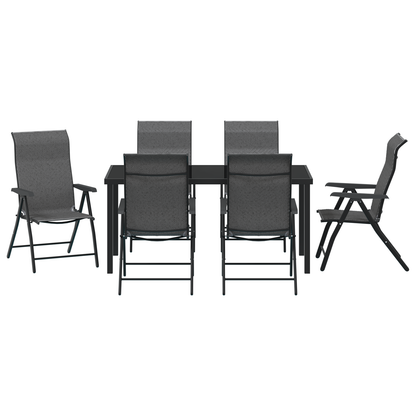 vidaXL 7 Piece Garden Dining Set Grey Poly Rattan