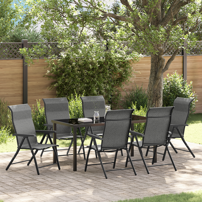 vidaXL 7 Piece Garden Dining Set Grey Poly Rattan