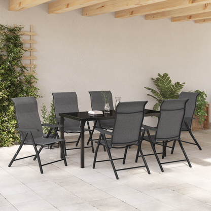 vidaXL 7 Piece Garden Dining Set Grey Poly Rattan