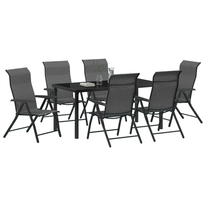 vidaXL 7 Piece Garden Dining Set Grey Poly Rattan
