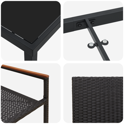 vidaXL 3 Piece Garden Dining Set Black Poly Rattan