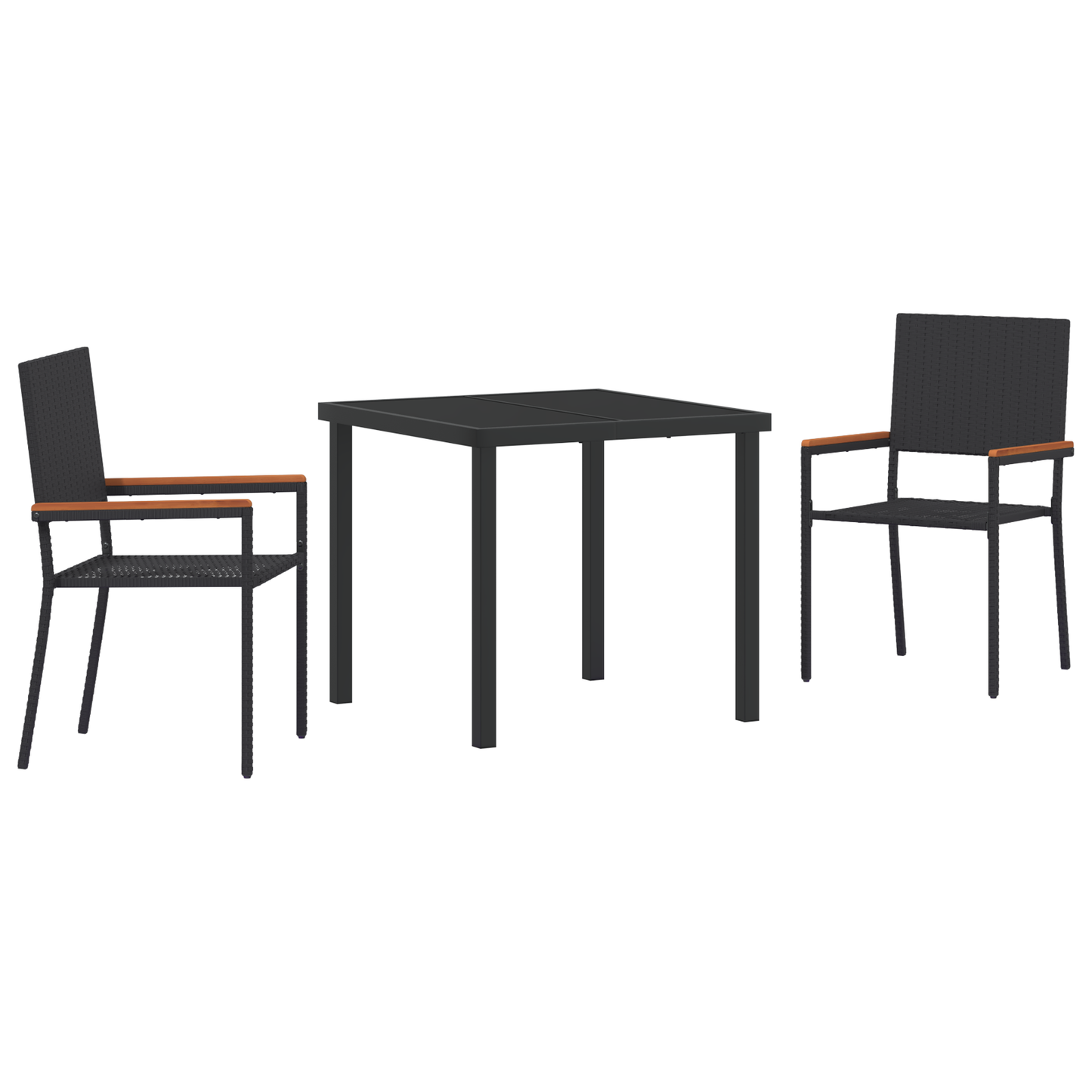 vidaXL 3 Piece Garden Dining Set Black Poly Rattan