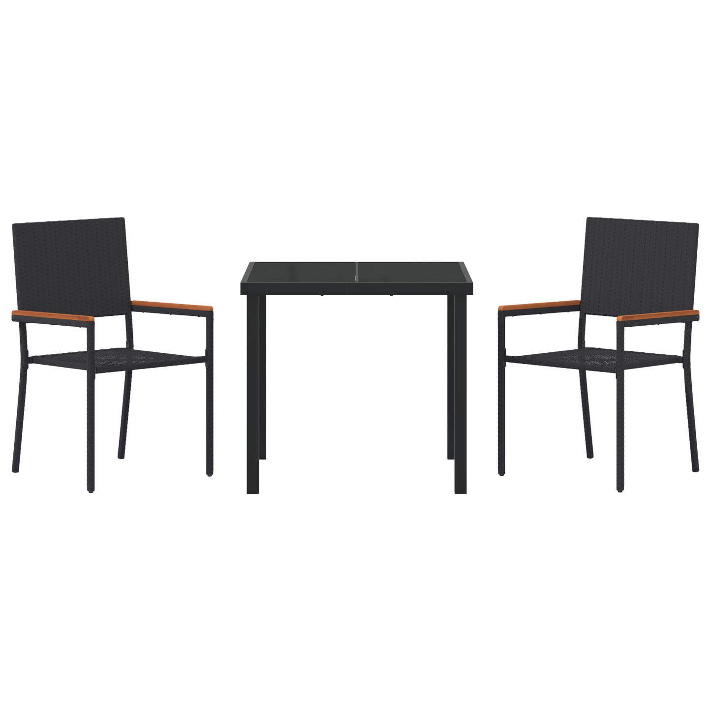 vidaXL 3 Piece Garden Dining Set Black Poly Rattan