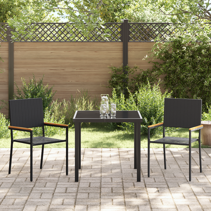 vidaXL 3 Piece Garden Dining Set Black Poly Rattan