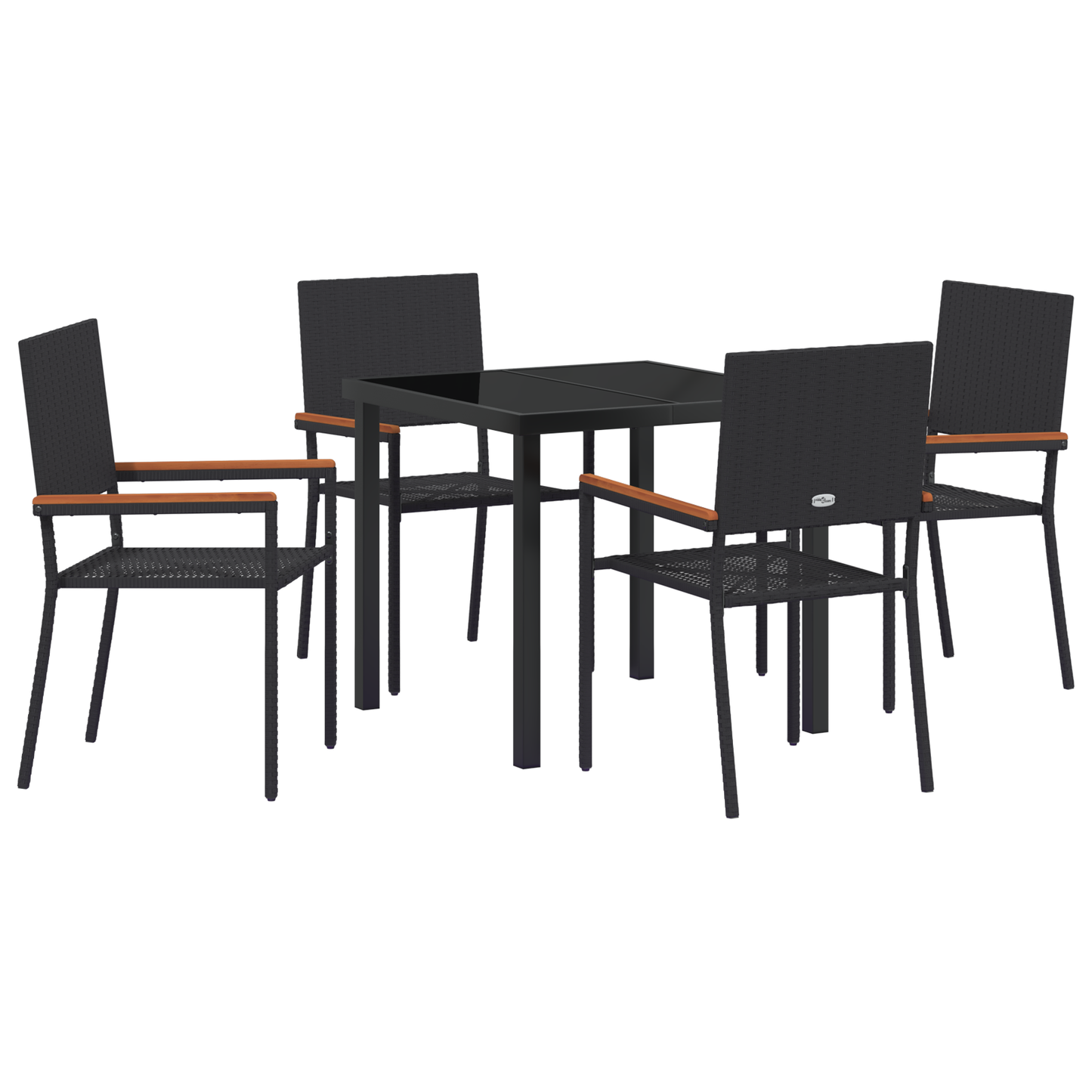 vidaXL 5 Piece Garden Dining Set Black Poly Rattan