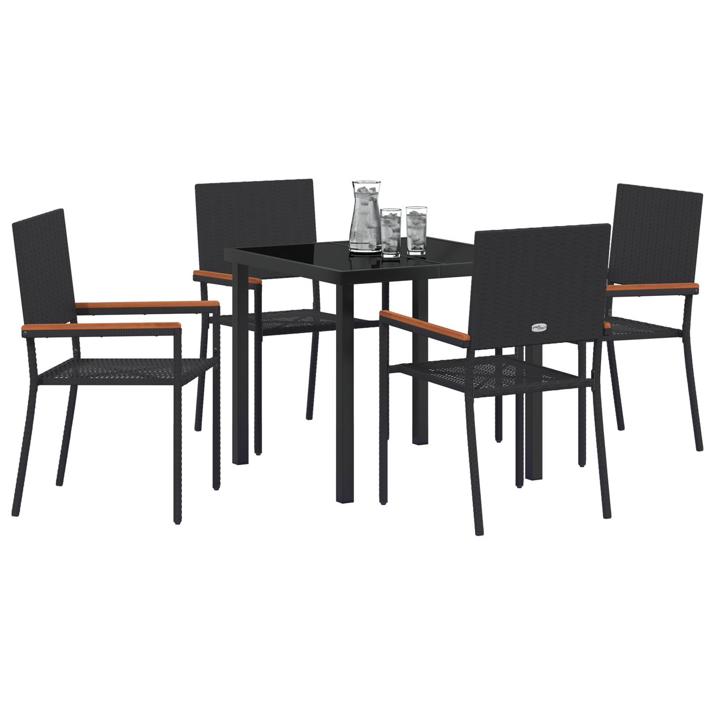 vidaXL 5 Piece Garden Dining Set Black Poly Rattan