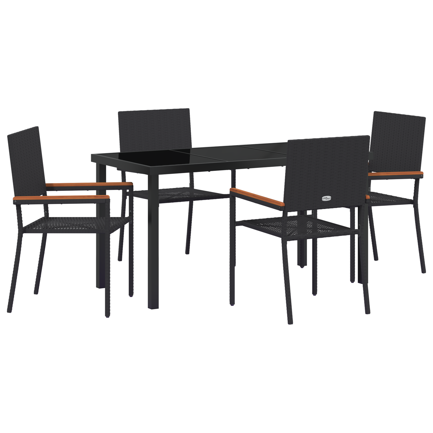 vidaXL 5 Piece Garden Dining Set Black Poly Rattan