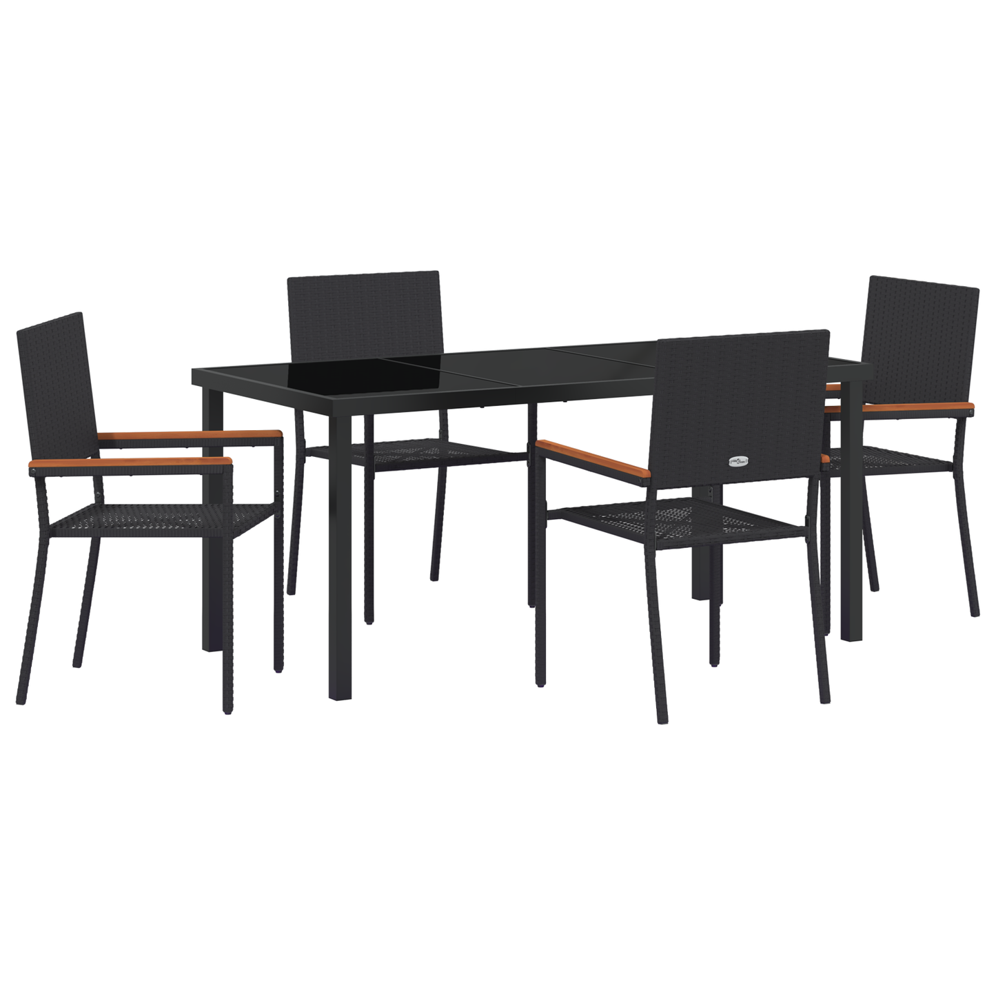 vidaXL 5 Piece Garden Dining Set Black Poly Rattan