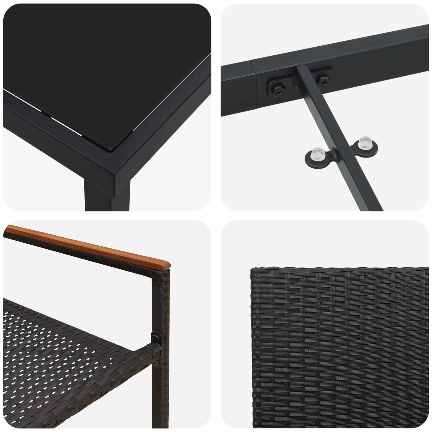 vidaXL 7 Piece Garden Dining Set Black Poly Rattan