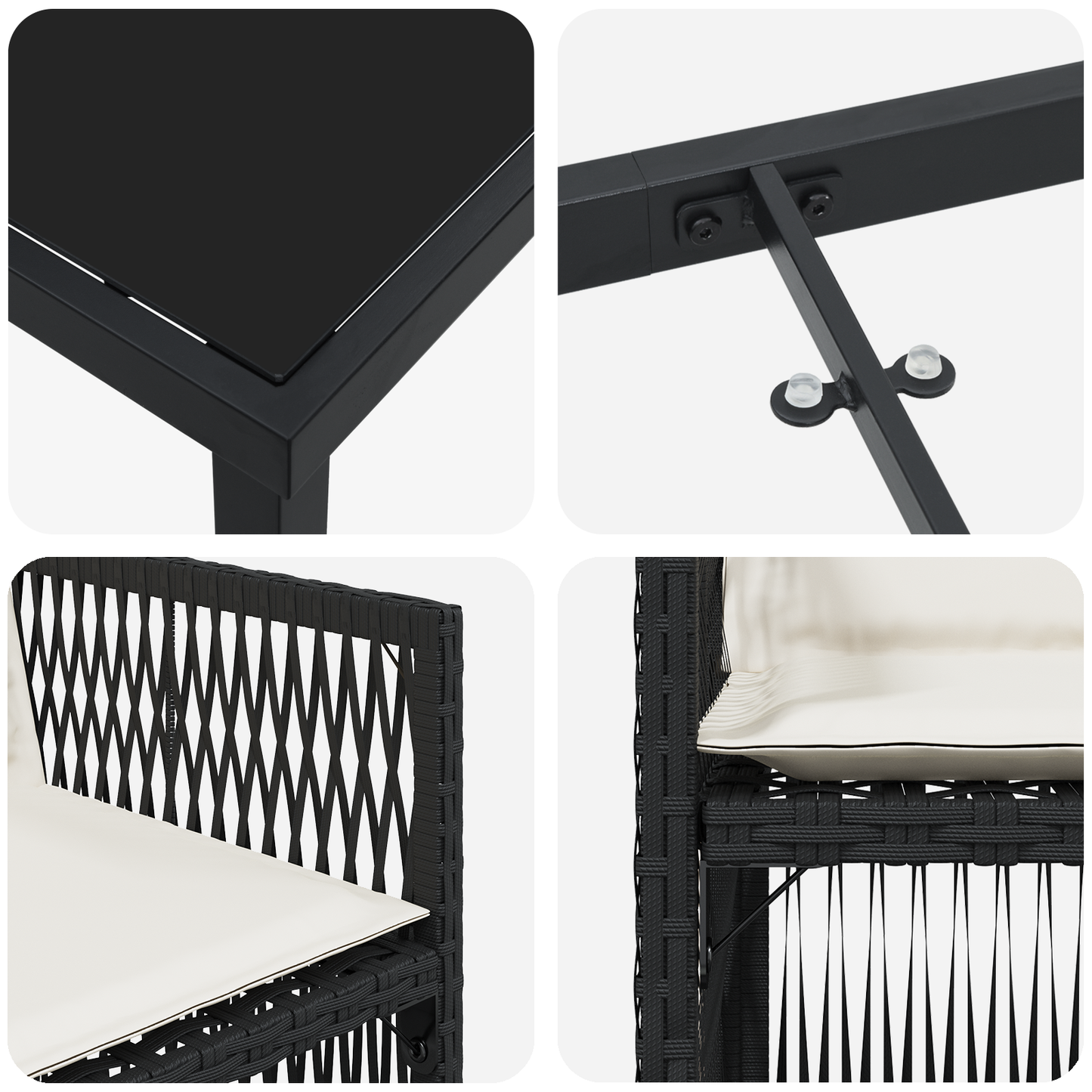 vidaXL 5 Piece Garden Dining Set with Cushions Black Poly Rattan