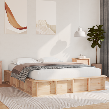 vidaXL Bed Frame with Lift-Up Storage - 150 x 200 cm, Solid Pine