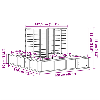 vidaXL Bed Frame with Lift-Up Storage - 150 x 200 cm, Solid Pine