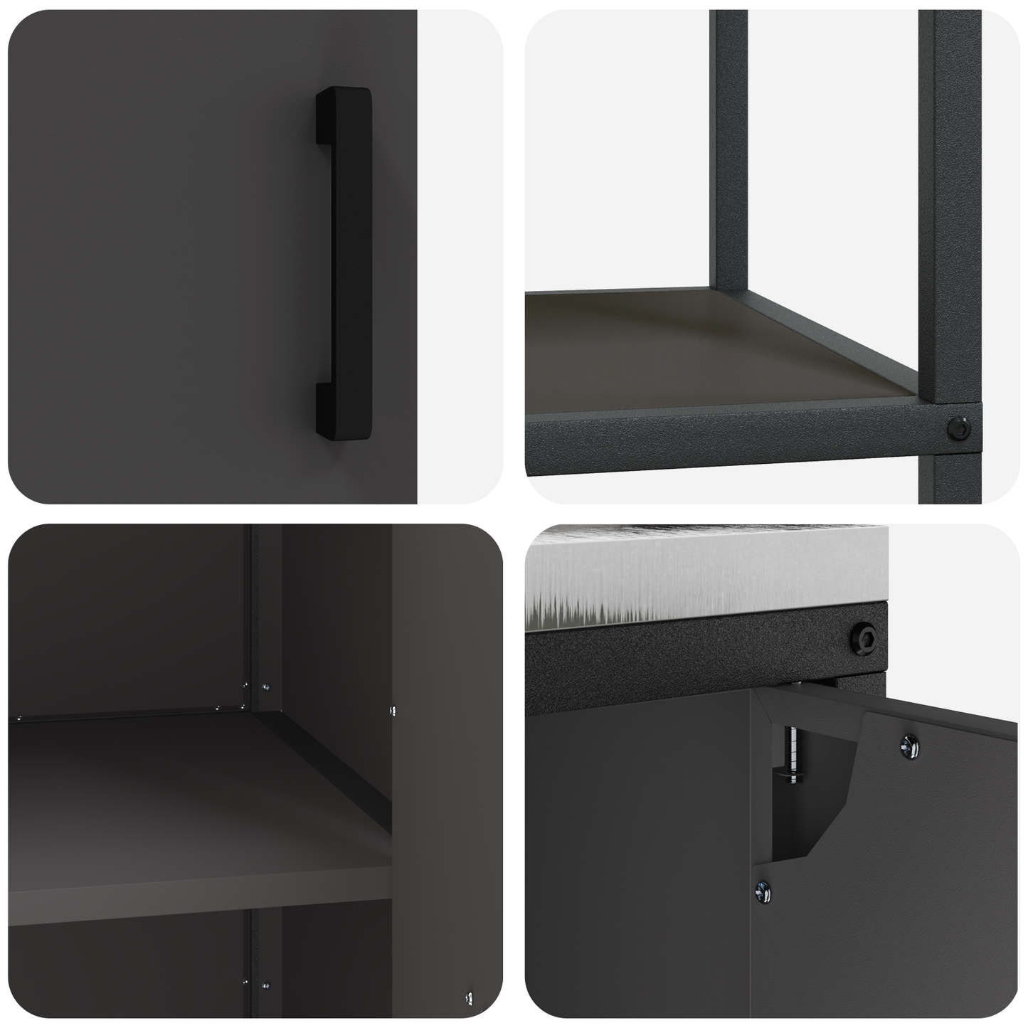 vidaXL with Shelf with Storage with Door Adjustable 2 pcs Black Cold-rolled steel