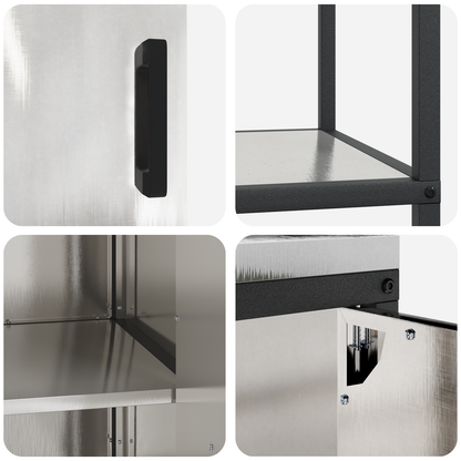 vidaXL with Shelf with Storage with Door Adjustable 2 pcs Galvanised steel