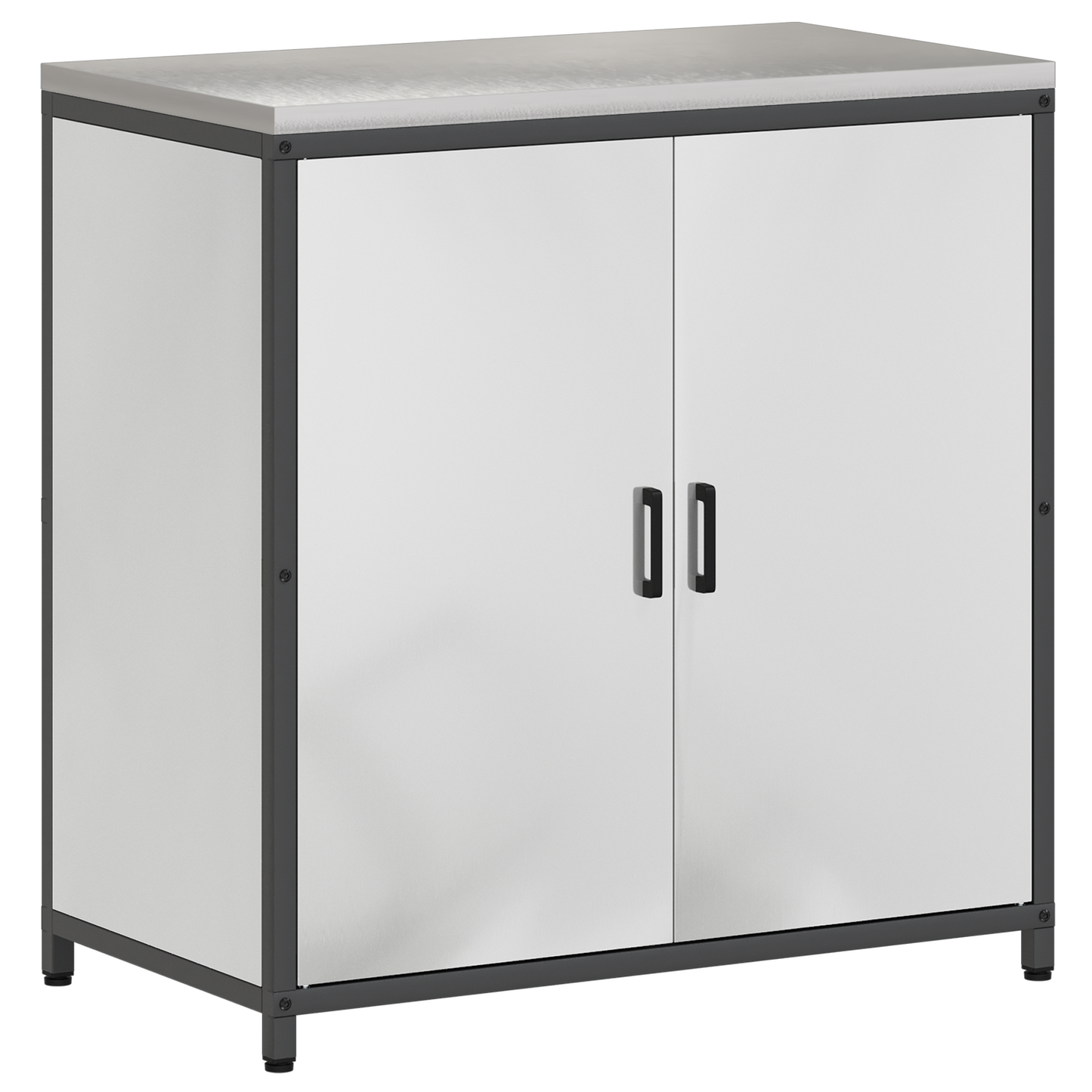 vidaXL with Shelf with Storage with Door Adjustable 2 pcs Galvanised steel